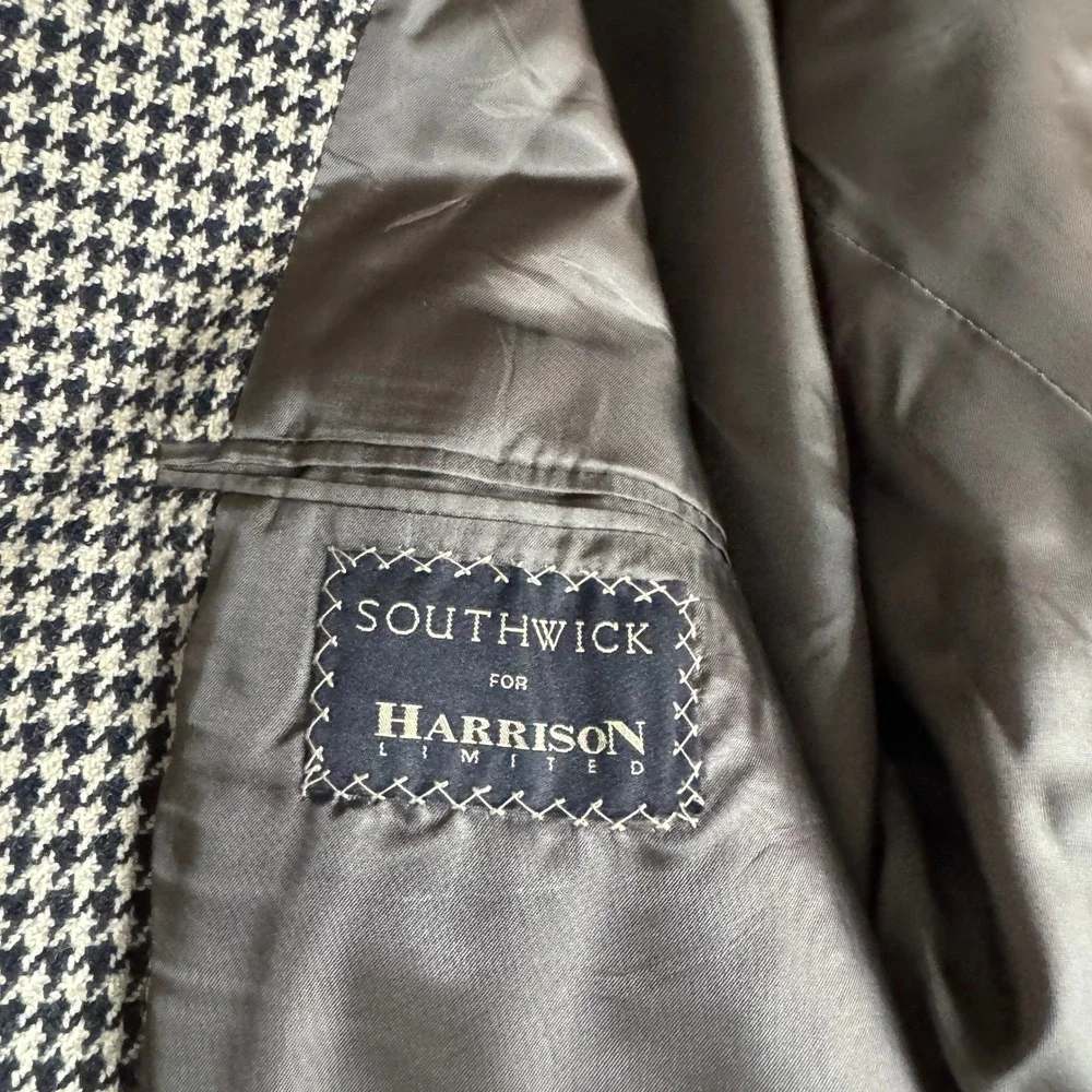 Southwick for Harrison LTD Houndstooth‎ Wool Blazer Jacket Size 43R
